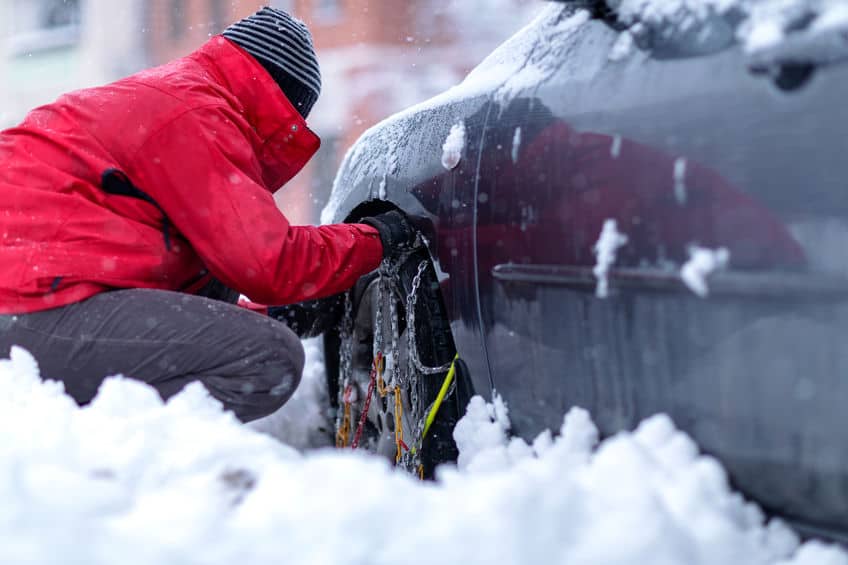 Winter driving safety, knowing how to put chains on, snow, winter safety tips.